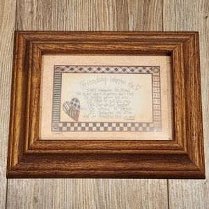"FRIENDSHIP WARMS THE HEART" POEM PICTURE OAK FRAME